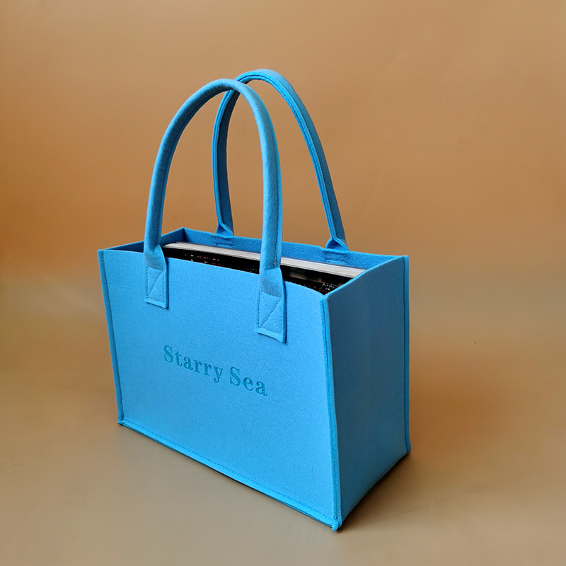 Picture of Solid Color Printed Felt Bag, Simple and Fashionable Felt Handbag, Student Tutoring Bag, Shopping Bag, High-End Tote Bag