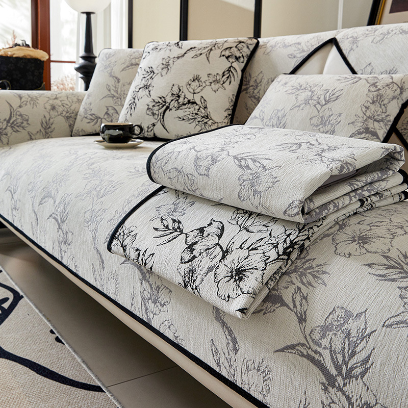 Chenille Printed Sofa Cushion, Universal for All Seasons, 2025 New Anti-Cat Scratch Cushion, High-End Anti-Slip Sofa Cover