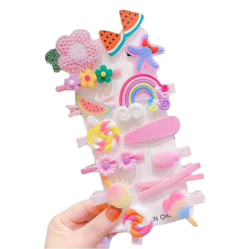 children's hairpin girl's side bangs baby headdress South Korea princess braid hair accessories broken hair bb rainbow