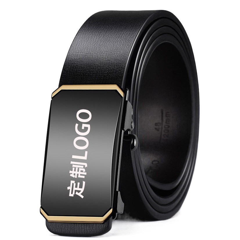 New Men's Middle-aged and Elderly Toothless Automatic Buckle Belt Inner Wearing Belt Fashion Casual White Wear Business Durable Belt