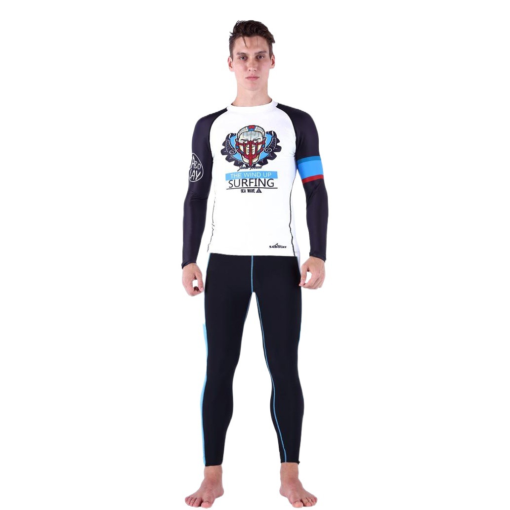 Sharkbaolai Two-Piece Swimsuit Men's Outdoor Snorkeling Suit Set Thermal Sun Protection Pants Jellyfish Winter Swimming Long-Sleeve Long Pants Tight-Fitting