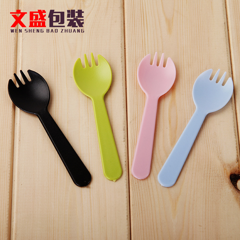 Cake Forks and Spoons, Customized Disposable Dessert Spoons, Food-Grade Plastic, Individually Packaged, Ice Cream, Fruit Salad Forks, Pastry