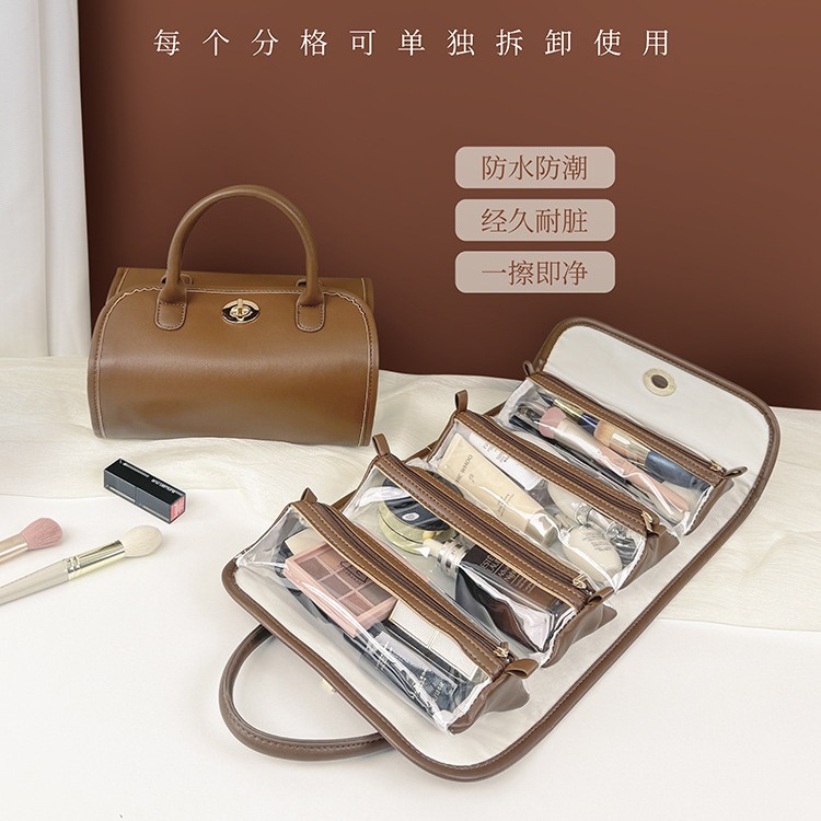 Picture of Folding Cosmetic Bag Women's Portable 2025 New Classy Large Capacity Accessible Luxury Classy Travel Cosmetics Storage Bag