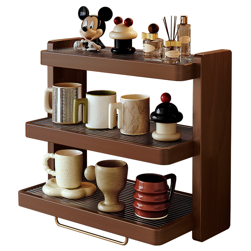 Picture of Solid Wood Cup Rack Table Top Cup Storage Rack Acrylic Water Cup Shelf Tea Cup Coffee Cup Desktop Storage Rack