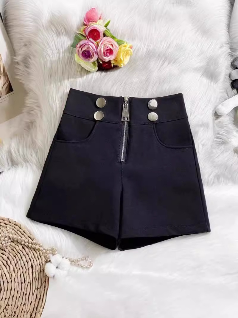 2024 Spring New Design Sense Shorts Women's Fashion Korean Style Design Sense Niche High Waist Zipper Outer Wear Hot Pants