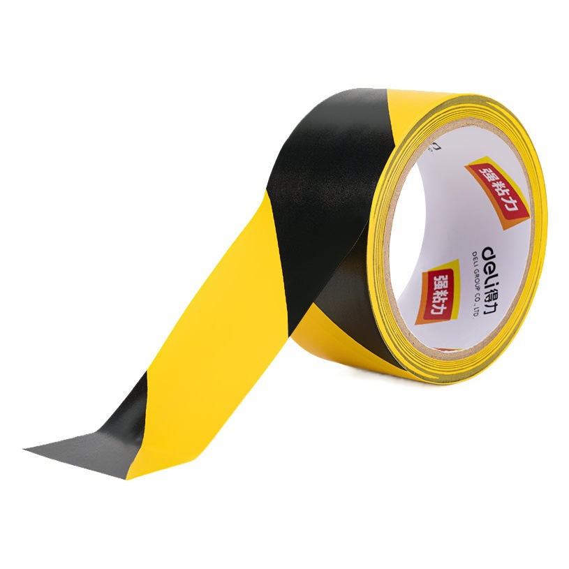 Deli 33771 warning tape yellow and black PVC zebra crossing warning ground Mark positioning and dividing line