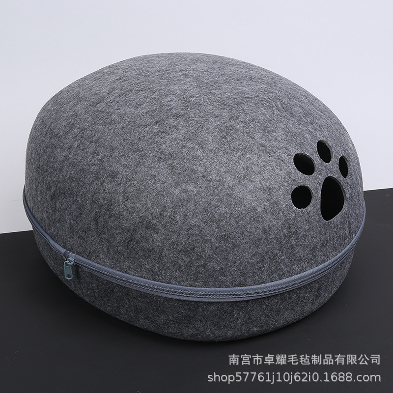Cross-border Supply Felt Cat Eggshell Nest Non-woven Removable and Washable Cat Bed Cat Villa Four Seasons Available Pet Cat Nest