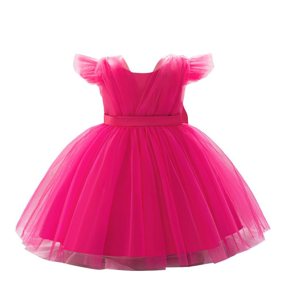 Picture of Cross-border Children's Princess Dress Small Flying Sleeves Flower Children's Puffy Mesh Girls' Dress Baby's One-year-old Wash Party Dress
