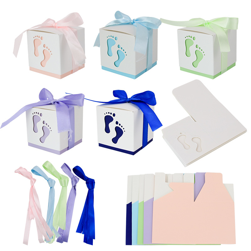 European new creative baby Full Moon gift candy box hollow baby footprints candy box candy box wholesale