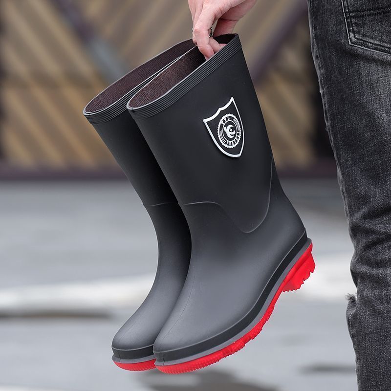 Picture of Rain boots 39-48 size medium simple waterproof drawstring extra large size men's and women's medium warm waterproof fleece-lined detachable non-slip women's boots