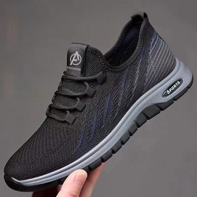 Foreign trade wholesale 2024 spring new breathable fly woven men's casual shoes Korean fashion lightweight Joker running shoes
