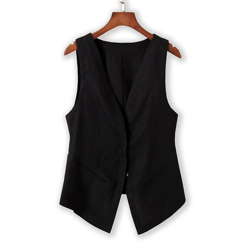 Picture of 2024 Spring, Summer and Autumn Vest Women's Linen Outerwear Jacket Women's Short Cotton and Linen Vest Casual Thin