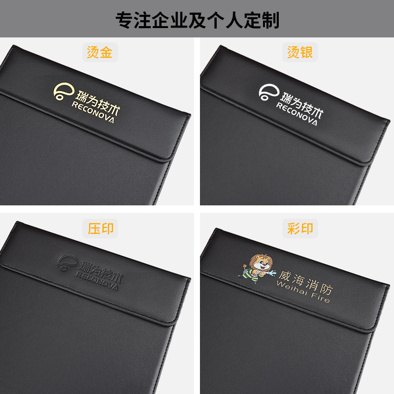 Picture of Leather A4 Conference Pad Board Black File Pad Board Hotel Conference Pad Notes Clip Writing Board Business Office