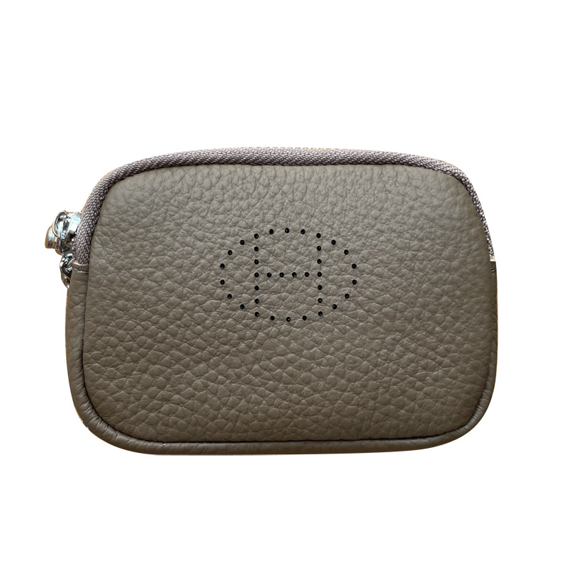Picture of Genuine Leather Coin Purse for Women 2025 New Trendy Double Zipper Large Capacity Small Wallet Cowhide High-End Coin Bag Small Handbag