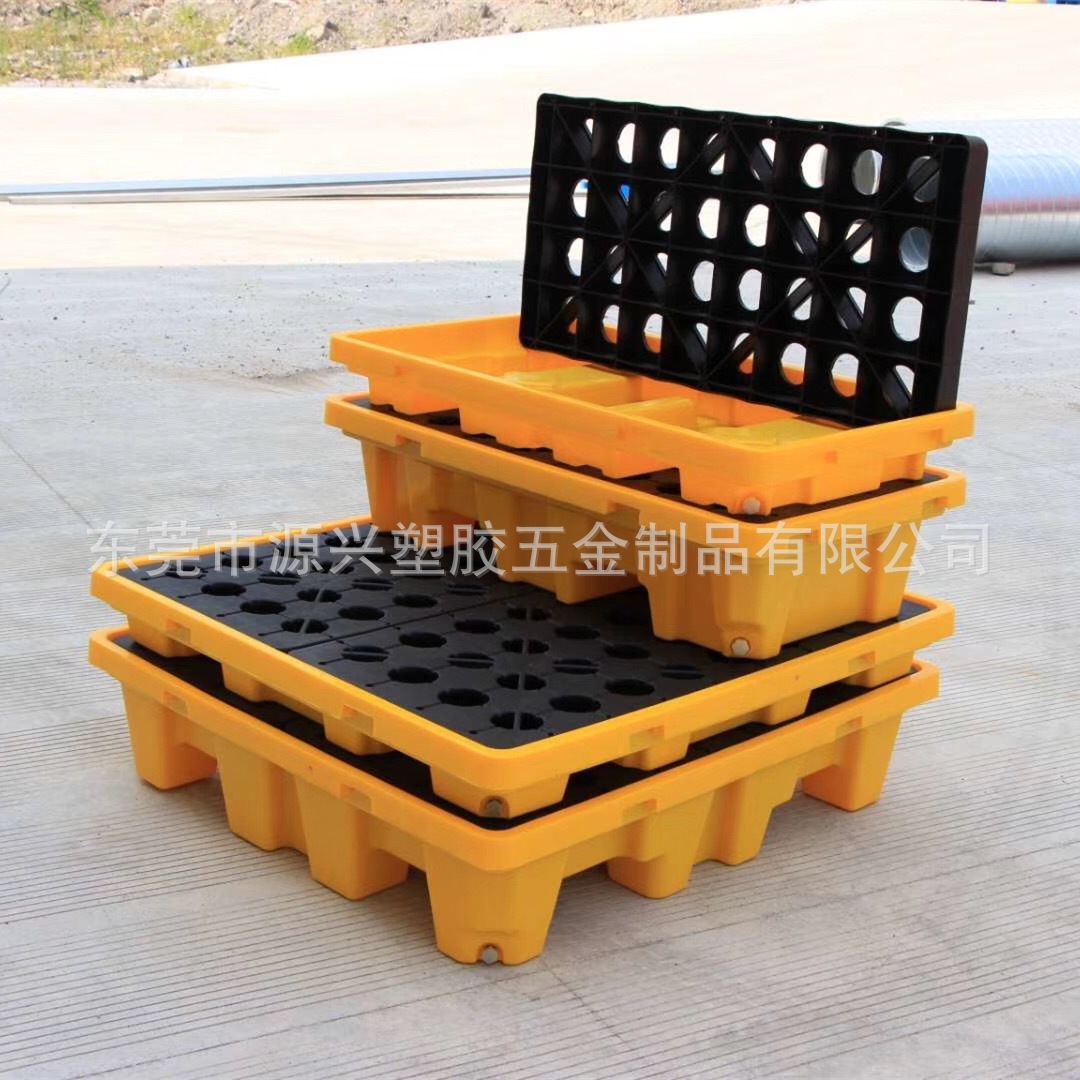 1300*670 * 150mm two barrel type 55 gallon oil drum card board forklift plastic anti-leakage tray leakage plate