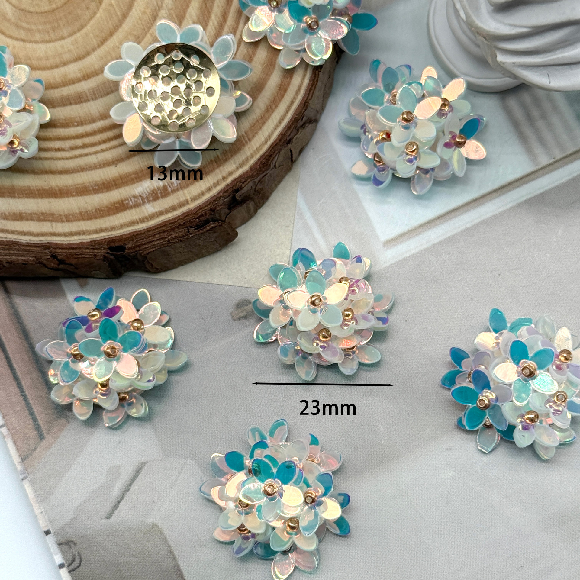 Picture of Xiaohongshu Bud Shooting Illusion Sequin Flower Handmade DIY Weaving Beaded Hair Ornament Earrings Accessories