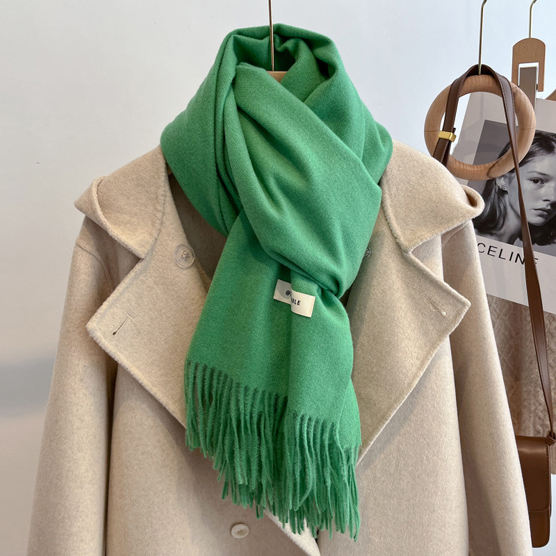 Picture of Blue Imitation Cashmere Scarf for Women 2025 New Winter K-Style Thickeneded Light Blue Scarf Versatile Dual-Use Shawl