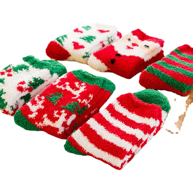 Cross-border Amazon foreign trade autumn and winter New popular warm coral velvet socks all-match Christmas socks thickened towel socks