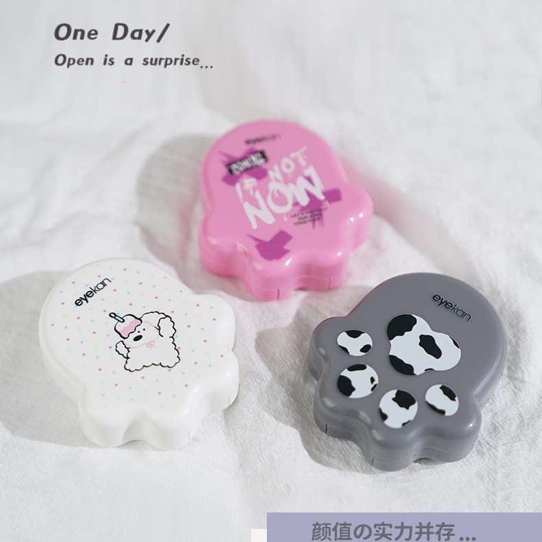 Picture of Kaida New Cute Cat's Claw Box Contact Lens Box Companion Double Beauty Pupil Box Portable 2502 with Mirror
