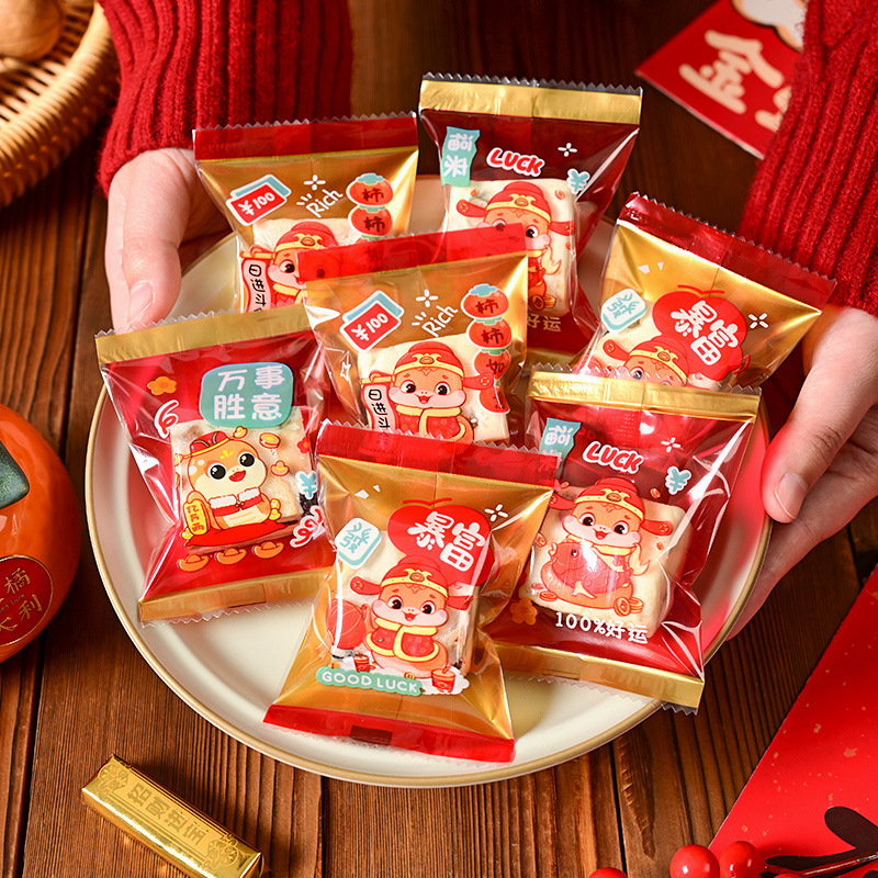 2025 New Year Snowflake Crisp Packaging Bag Year of the Snake Baking Festive Nougat Cookie Machine Sealing Bag Candy Bag