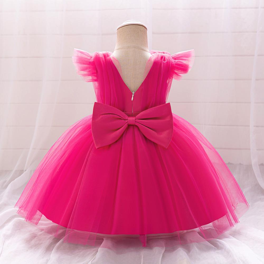 Picture of Cross-border Children's Princess Dress Small Flying Sleeves Flower Children's Puffy Mesh Girls' Dress Baby's One-year-old Wash Party Dress