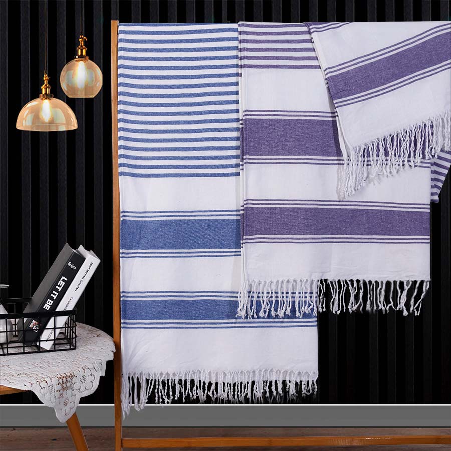 Wide and Narrow Striped Tassel Bath Towel Simple Beach Shawl Beach Towel Polyester Cotton Turkey Beach Towel Cross-border Foreign Trade
