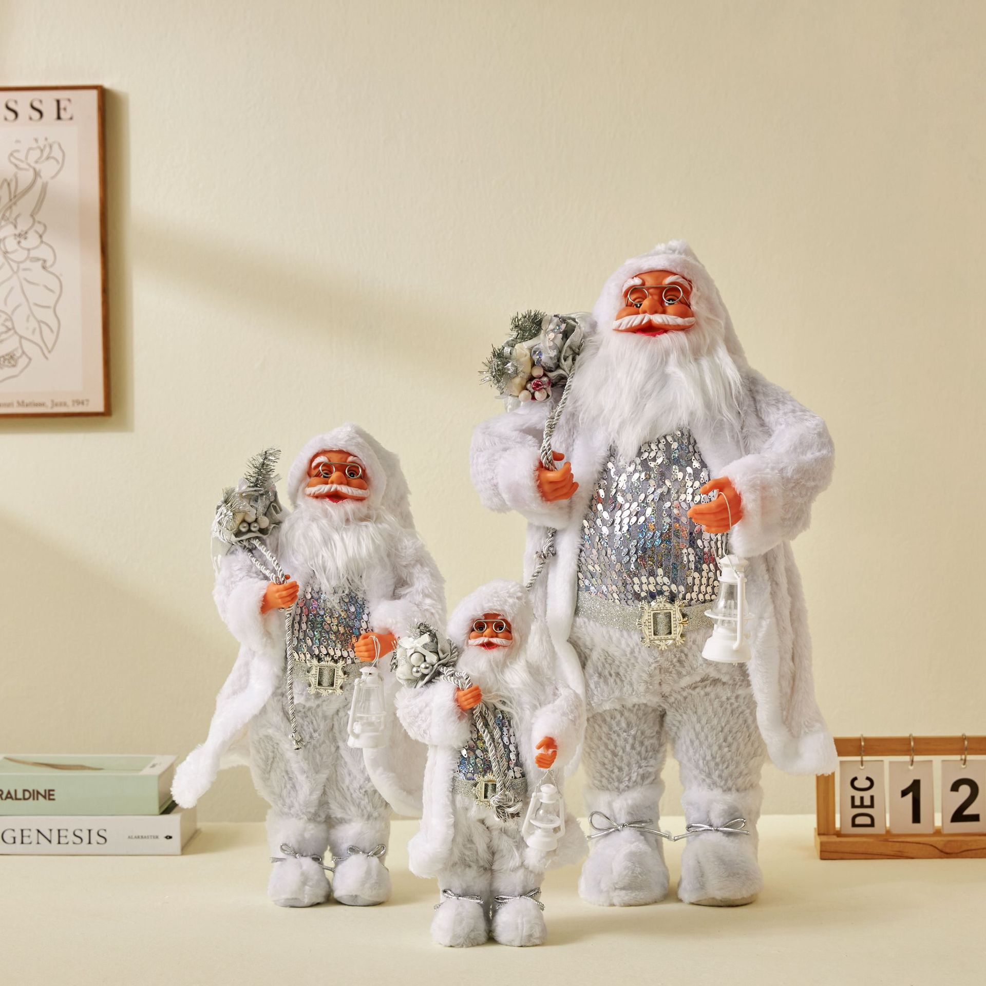 Xintean Santa Claus Silver Sequins Christmas Decorations Nordic Cross-border New Doll Ornaments