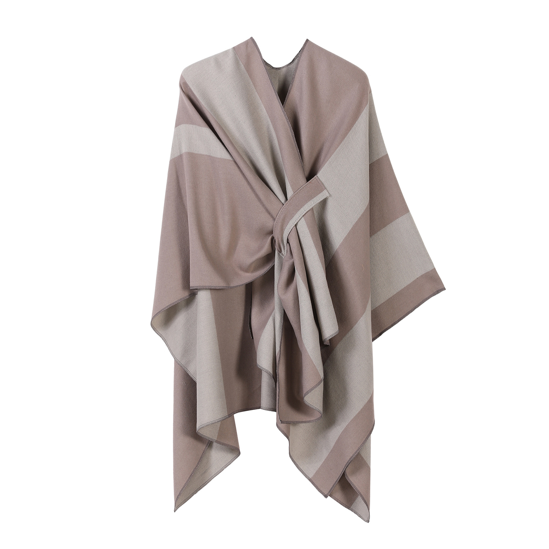 Picture of 2025 new striped contrast color French cross-border European and American shawl with bar split double-sided fashion versatile travel clap cape