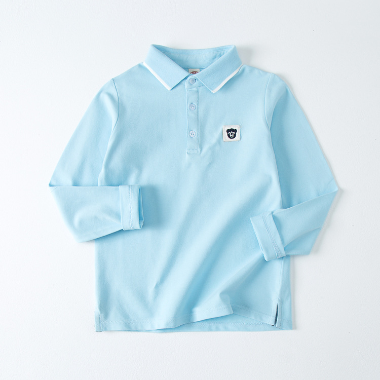 Picture of Children's Base Shirt 2023 Spring and Autumn New Long Sleeve Top Boys and Girls Cotton Polo Shirt T-shirt for Middle and Large Children's School Uniform