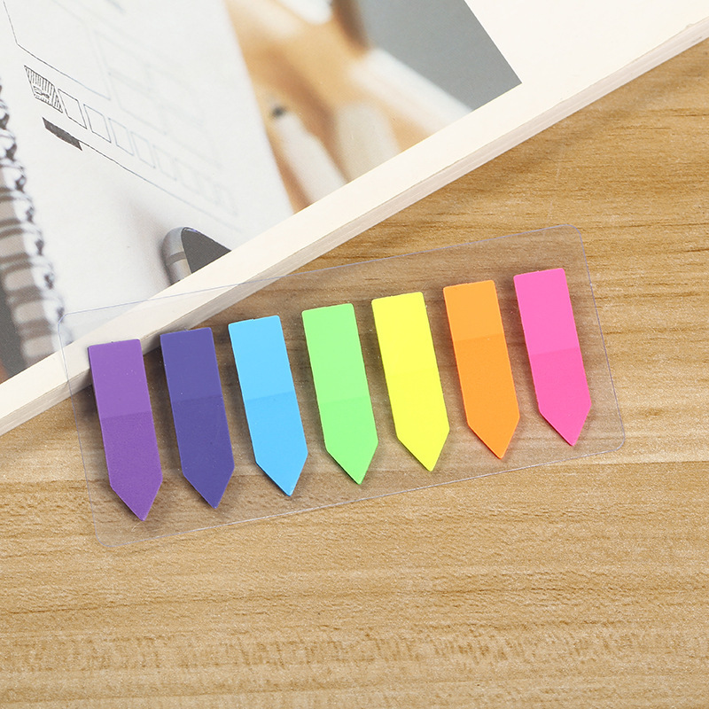 Picture of Fluorescent PET waterproof note sticker student pagination color transparent sticky note Arrow label indicator index sticker