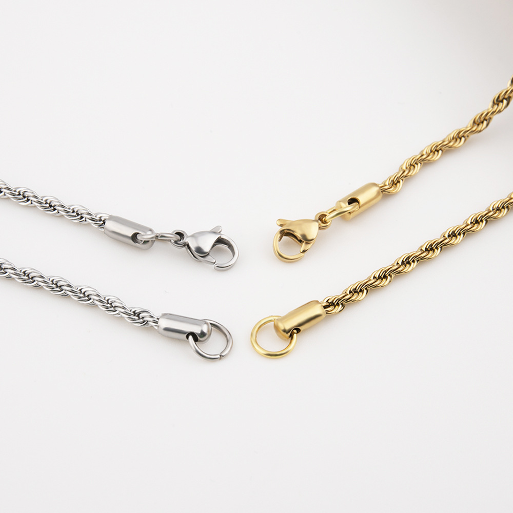 Picture of Stainless Steel Twist Chain Vacuum Color Retention Electroplating Non-Fading Gold Necklace Titanium Steel Hip-Hop Men's Chain Chain