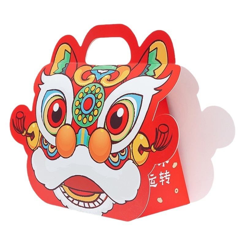 2025 Chinese Style Lion Awakening Biscuit Packaging Snowflake Crisp Nougat Candy Gift Box Packaging New Year Snake Year Gift Box