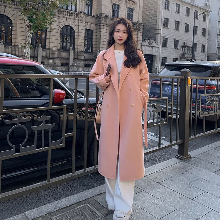 Picture of Hepburn Style Woolen Outwear for Women 2025 Spring & Fall New Korean Style Loose Mid-Length Lace-Up Woolen Outwear for Women