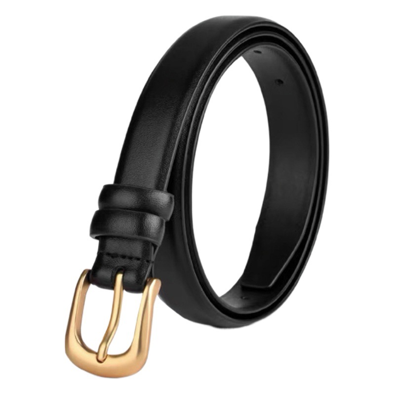 Belt Women's fashionable all-match leather simple ins style belt decoration black with jeans with youth Brown
