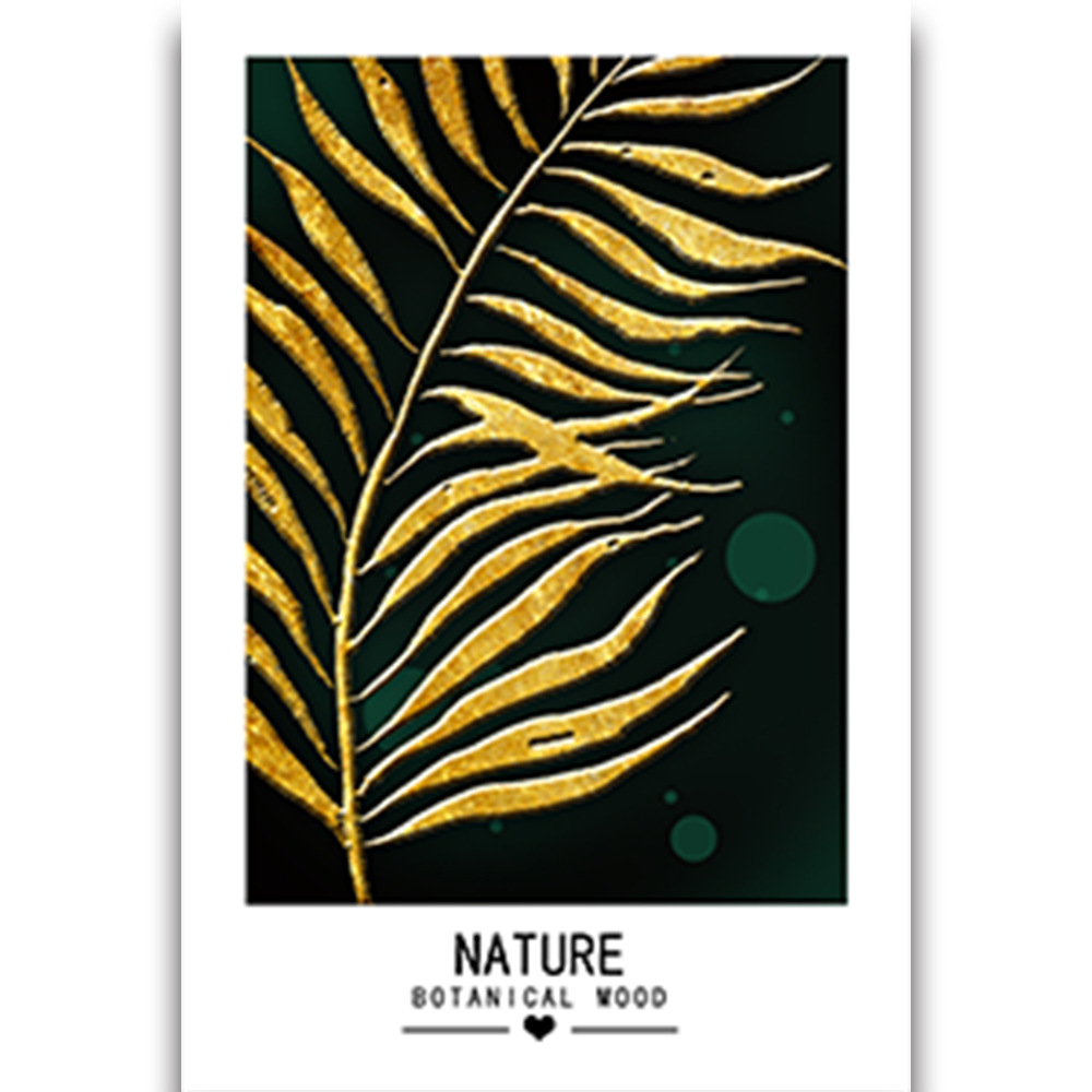 Picture of Source Factory Black Gold Leaves Living Room Hanging Painting Nordic Landscape Canvas Core Wholesale Abstract Restaurant Decorative Painting