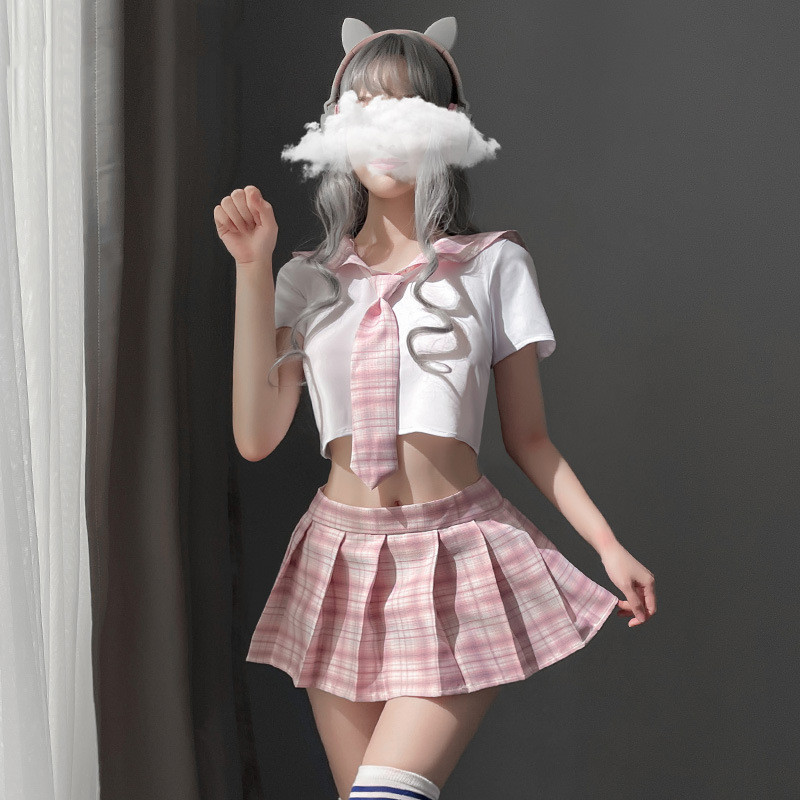 New Internet Popular Style Sexy Underwear Sexy Japanese Plaid Pure Student jk Uniform Pleated Skirt Set 7039