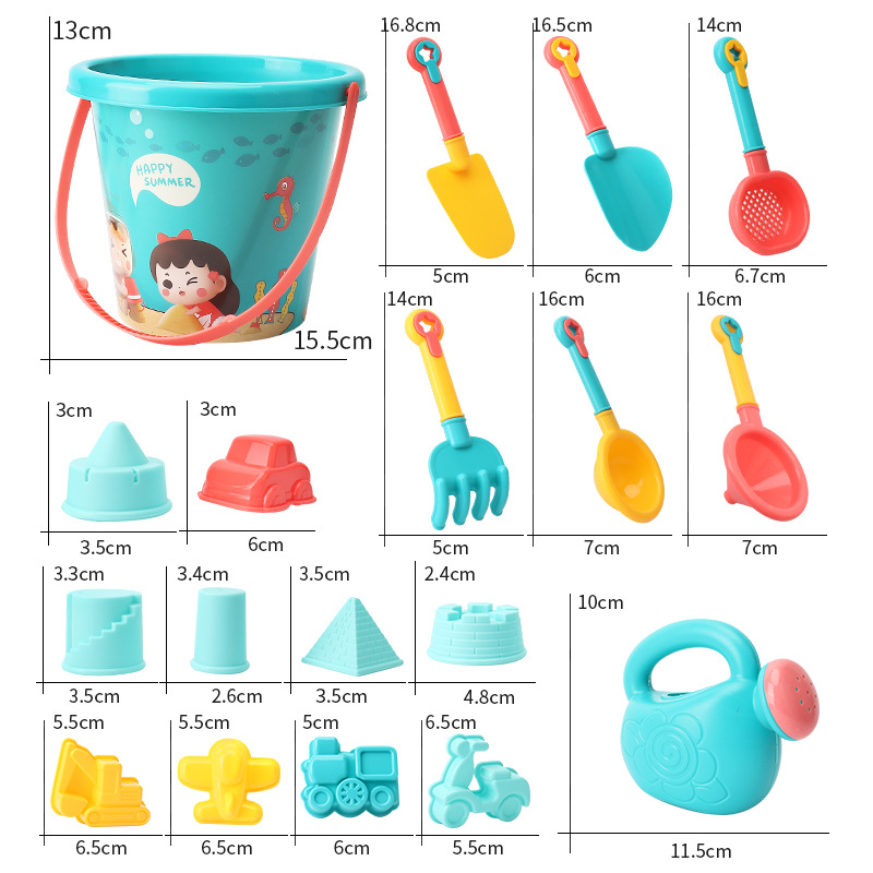 Picture of Children's Beach Toy Bucket 18-Piece Set Baby Playing in the Water Sand Digging Tools Shovel Beach Bucket Playing in the Water
