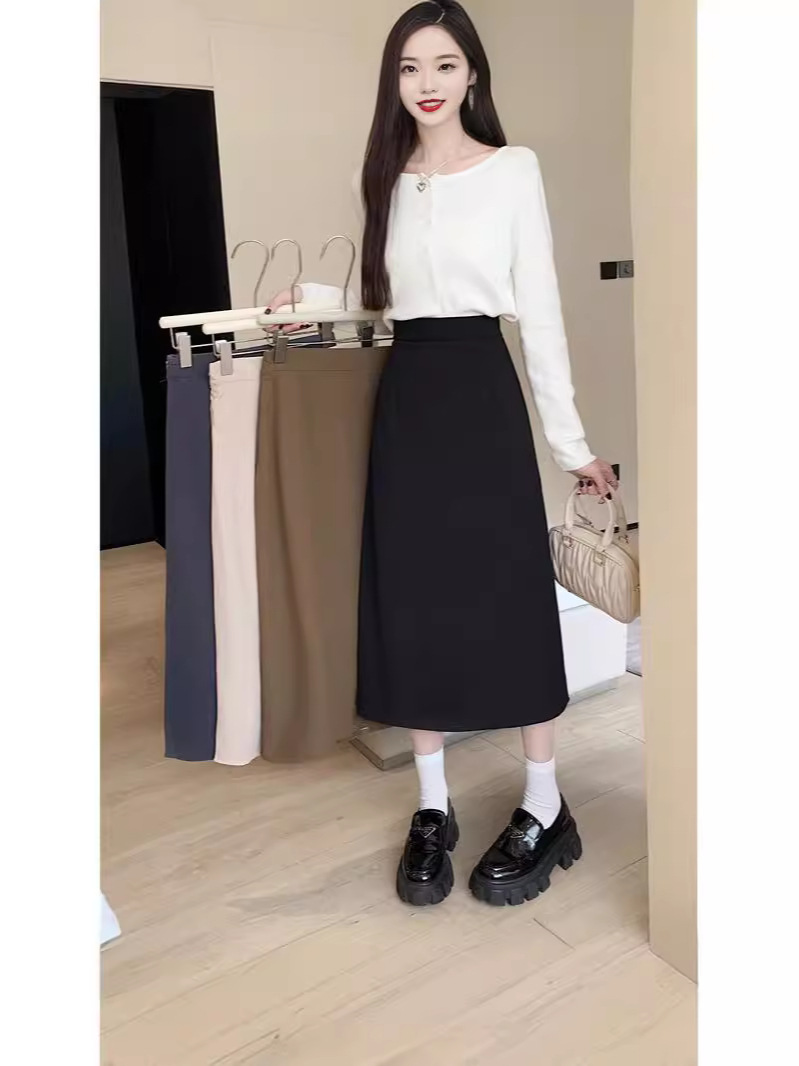 French Suit Skirt Women's 2024 Summer Short Black One-step Hip Skirt High Waist Mid-length A- line Skirt