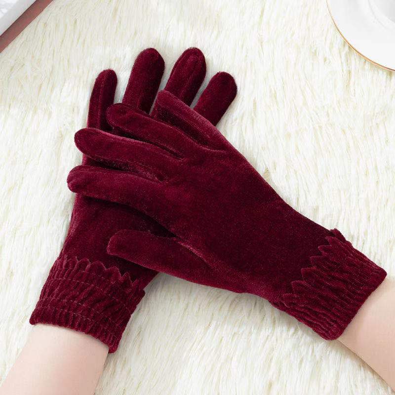 Velvet Gloves Wholesale for Cycling, Fitness, Outdoor Sports, Street Stalls, Electric Bikes, Women's Winter Warm and Thickened