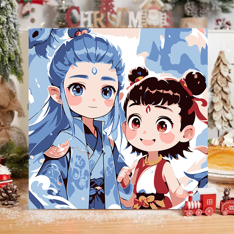 Picture of The child prodigy of Naohai diy digital oil painting manual coloring animation Ao C Naozha oil painting decorative painting