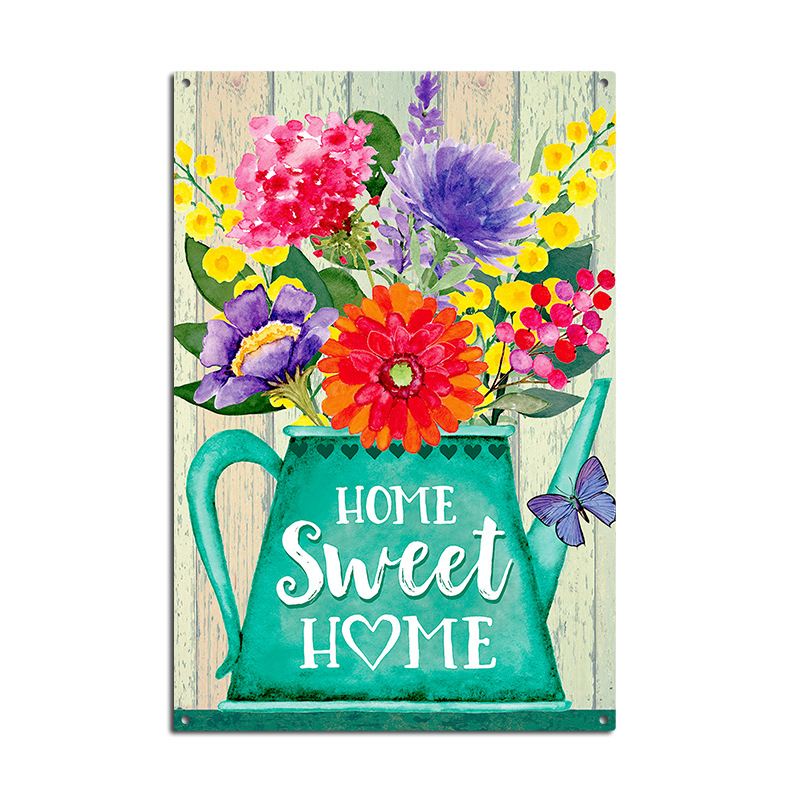 Picture of Cross-border American Country Retro Flower Figure Tin Painting Garden Pastoral Balcony Wall Wall Wall Old Decoration Pendant