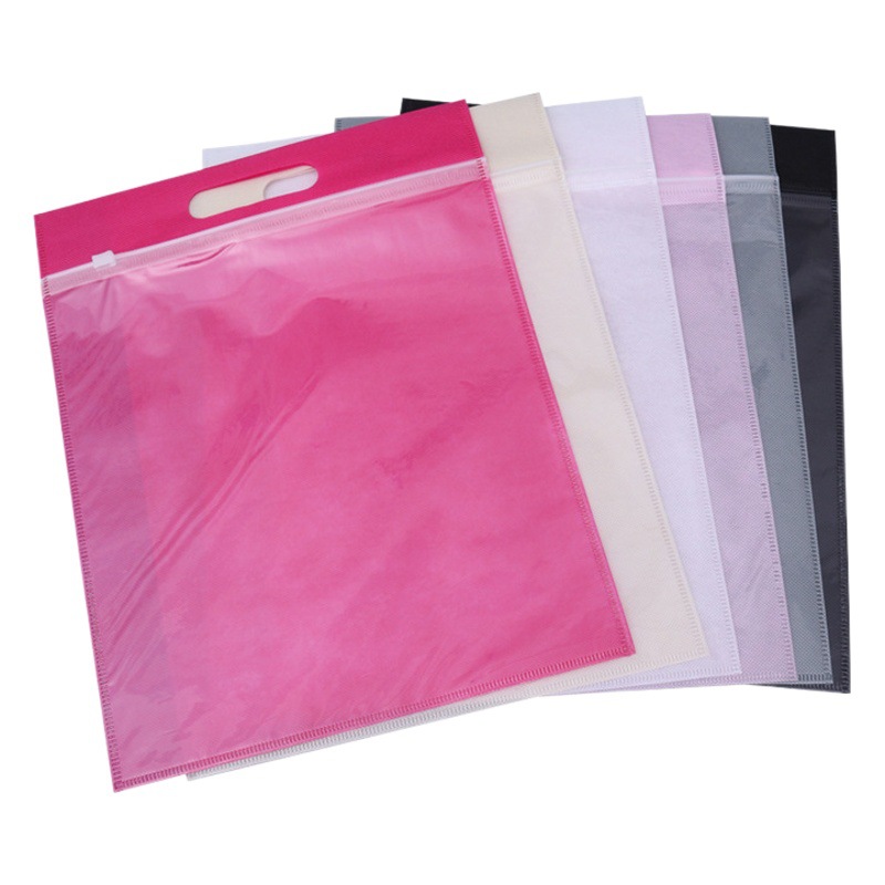 Spot Non-Woven Zipper Bag Satchel Shirt T-Shirt Clothing Packaging Bag Intimates Socks Storage Bag Can Be Printed with Log
