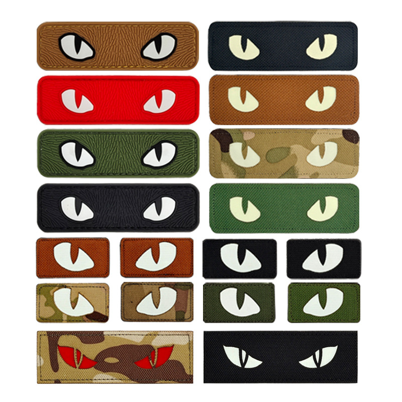 Little Monster Devil's Eye Velcro Seal Eye Reflective IR Carving Luminous Badge Morale Cloth Sticker pvc Rubber