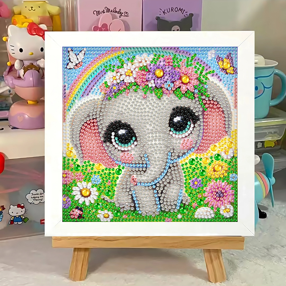 Bright Diamond Full Diamond Painting Children's Diamond Painting Handmade DIY Cartoon Animal Diamond Sticker Handmade Gift