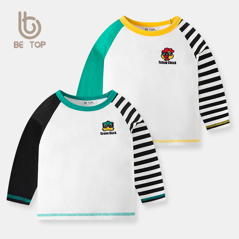 Picture of be top Autumn Children's cotton long sleeve T-shirt boys spring round neck children's clothing baby cartoon embroidery striped tide