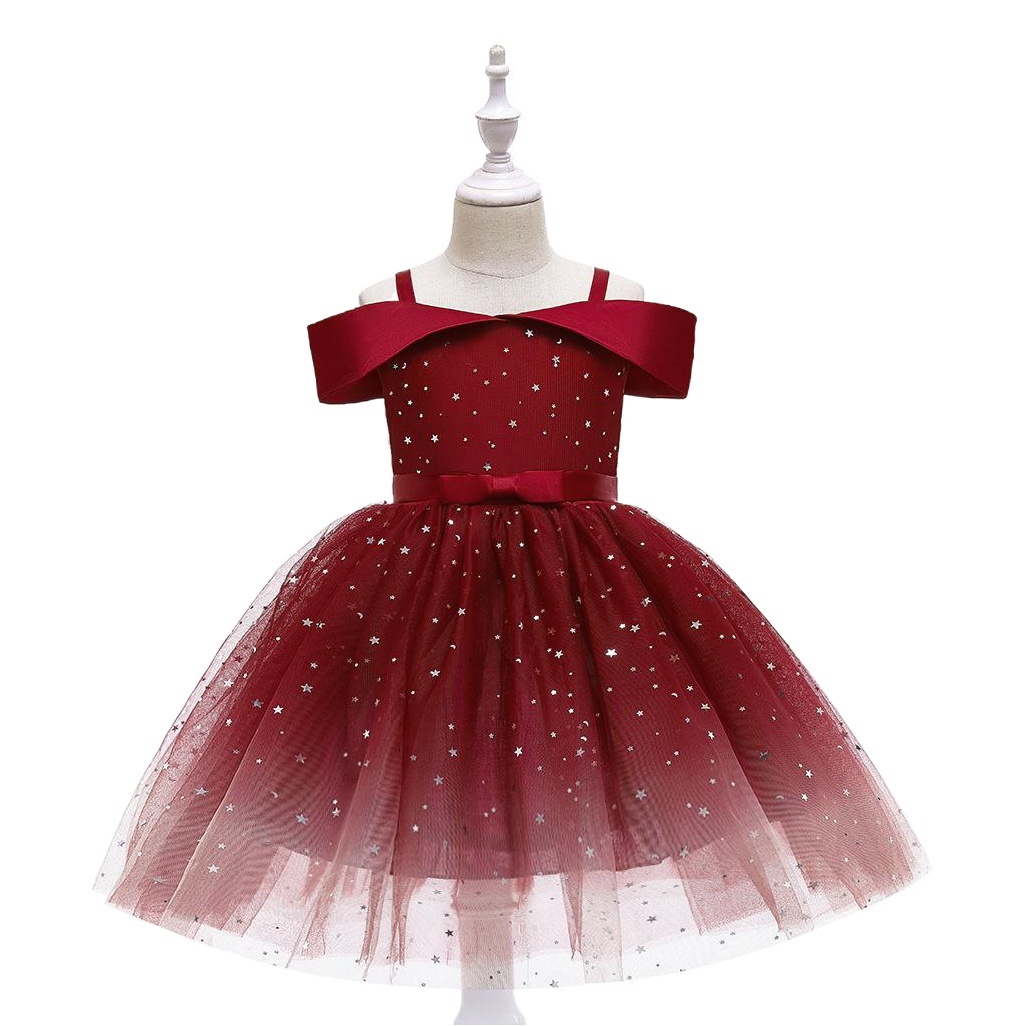 European and American Children's Clothing Dress Strap off-shoulder Princess Dress Girl's Sequin dress Halloween Dress Costume