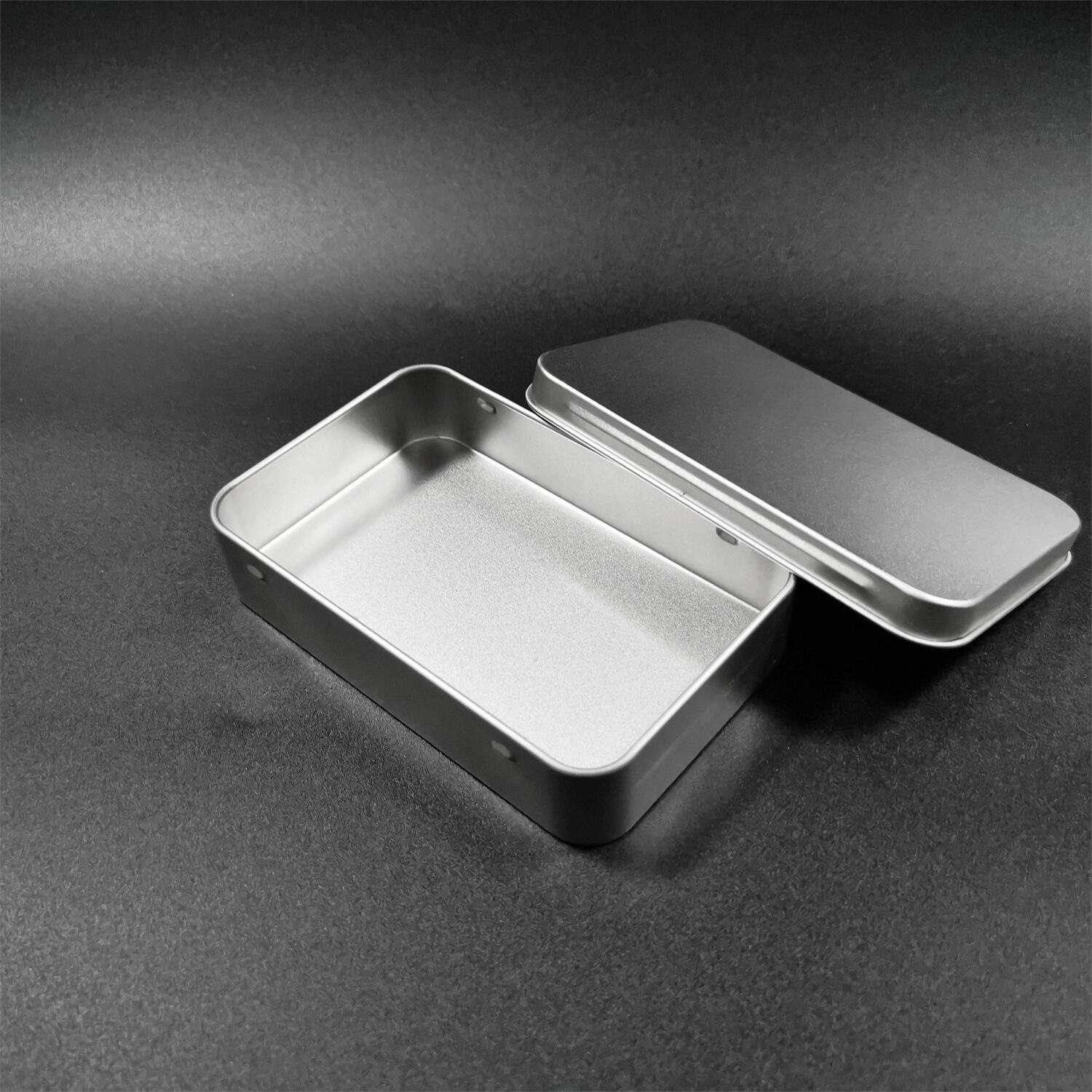 Picture of Square Iron Box Packaging in stock Silver White Push-pull Flip Instagram Small Iron Box with Window Opening Tinplate Box Iron Box