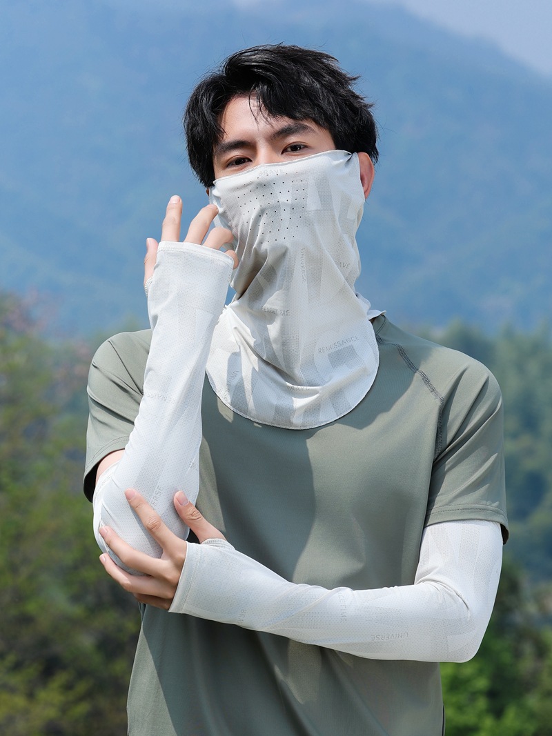 suit Nylon Summer Sunscreen Men's Anti-UV Breathable Neck Sleeve Riding Full Face Sunshade Women's Pull Rope Sleeve