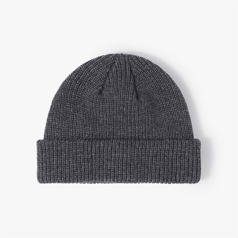 Picture of Melon Skin Hat Men's Korean Style Trendyy Autumn and Winter Woolen Hat Student Fashion Cuffed Yuppie Cold Hat Women's Brimless Knitted Hat