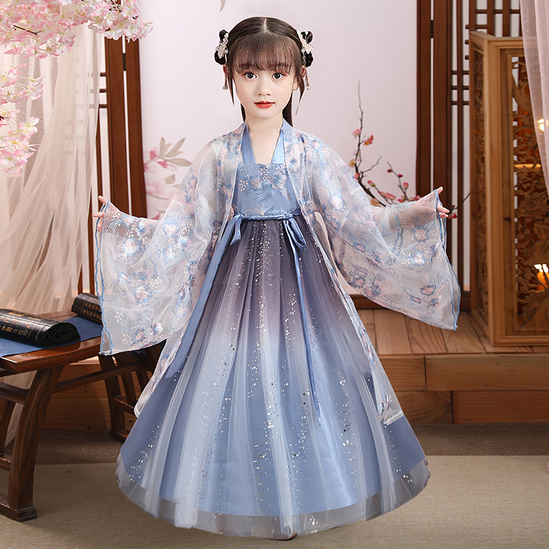Picture of Hanfu-Style Girls' Spring and Summer Children's Tang Suit Ancient Fairy-Like Chinese-Style Dress 2025 Ancient Costume Autumn Princess Girl